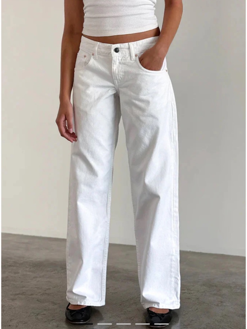 Motel Rocks White Low Rise Parallel Jeans In True White